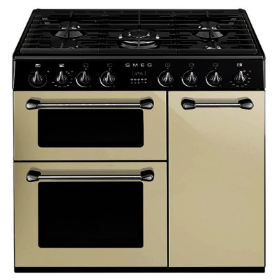 Smeg BU93P 90cm Burghley Duel Fuel 3 Cavity Range Cooker in Cream Smeg BU93P 90cm Burghley Duel Fuel 3 Cavity Range Cooker in Cream